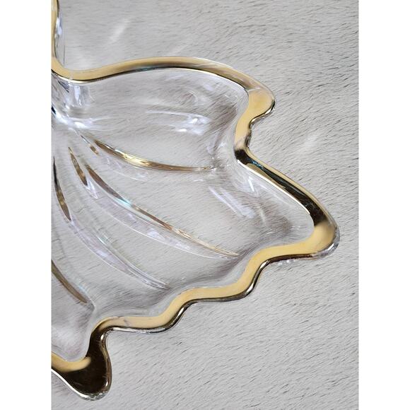 Mikasa Trinket Candy Dish Bird Dove Shaped Clear Glass Gold Trim Accent Vintage - Picture 5 of 9